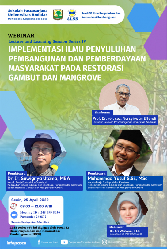 Webinar Implementasi Ilmu Penyuluhan Pembangunan dan Pemberdayaan Masyarakat pada Restorasi Gambut dan Mangrove