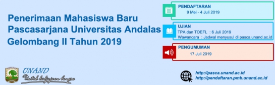 Jadwal Tes Wawancara Gelombang II Penerimaan Mahasiswa Pascasarjana Universitas Tahun 2019