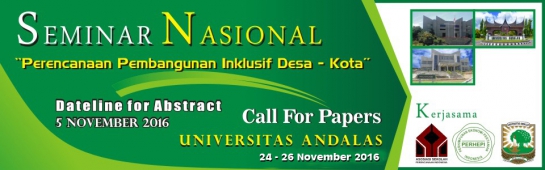 Hasil Seleksi Penerimaan Paper Seminar Nasional &quot;Perencanaan Pembangunan Inklusif Desa-Kota&quot;